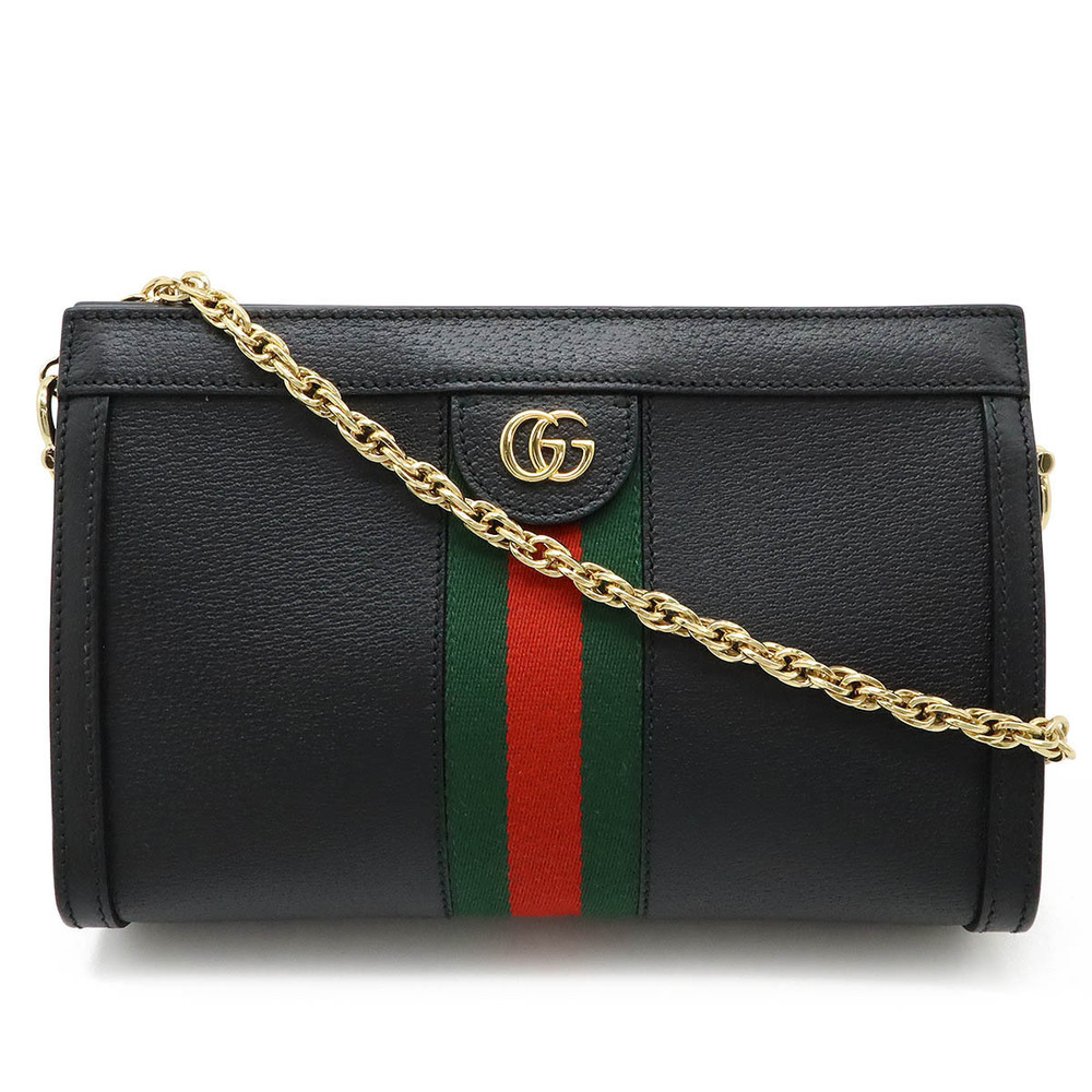 GUCCI Ophidia Chain Shoulder Bag Leather Black